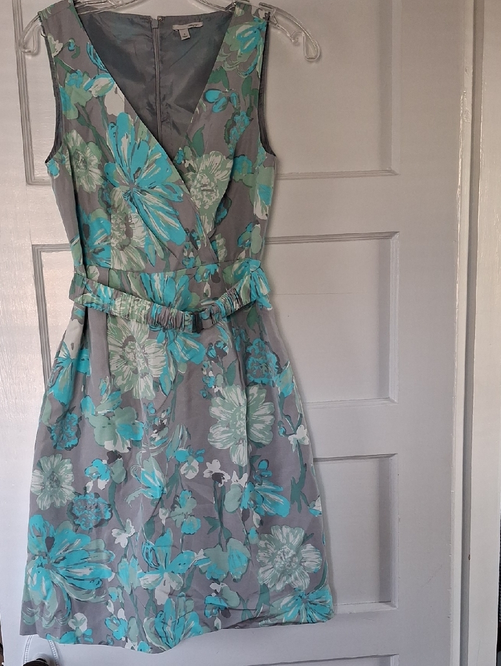 Halogen Gray Midi Dress with Teal & Mint Floral